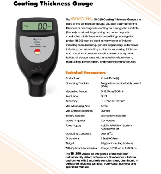 TH-250 Coating Thickness Guage (Combine Integral Probe)